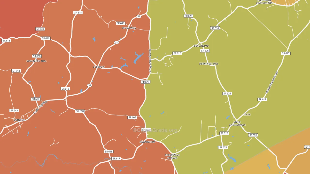 Elberon, VA Map of Assault Rates