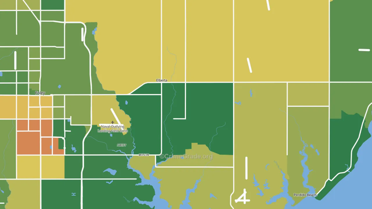Elberta, AL Map of Assault Rates