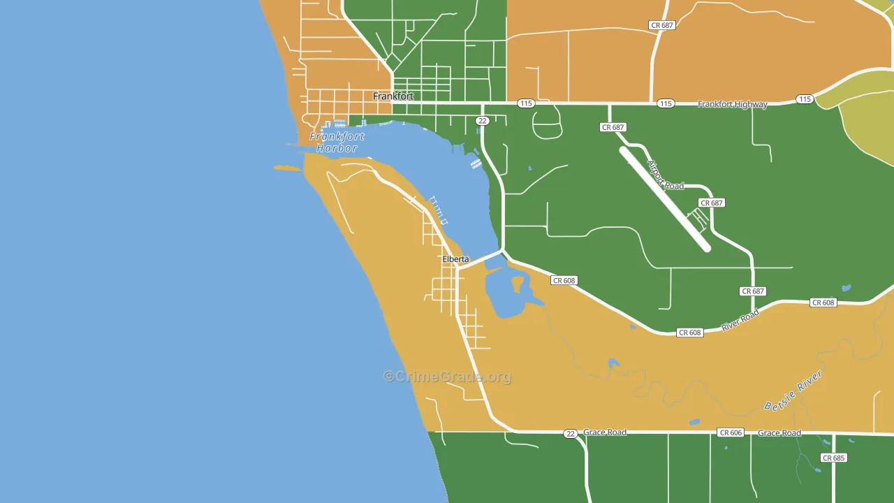 Elberta, MI Map of Assault Rates