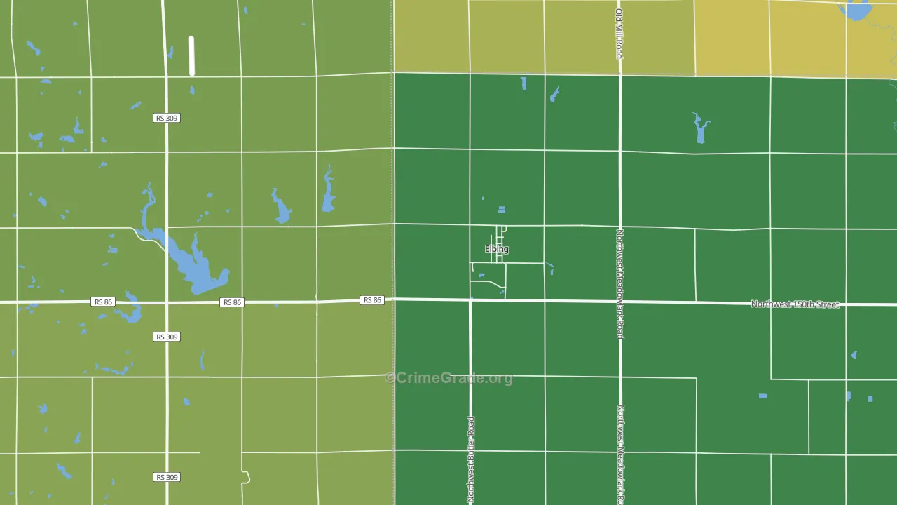 Elbing, KS Map of Assault Rates