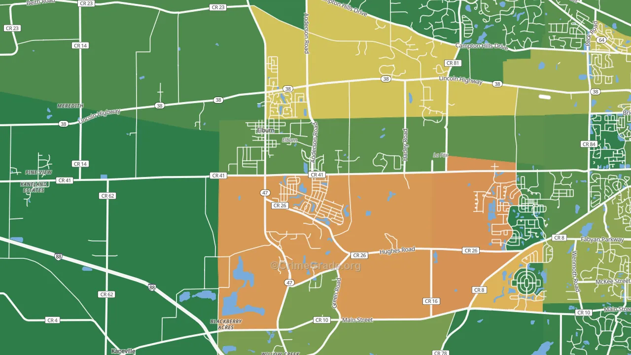 Elburn, IL Map of Assault Rates
