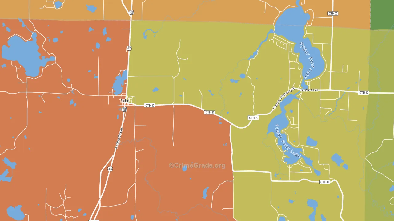 Elcho, WI Map of Assault Rates