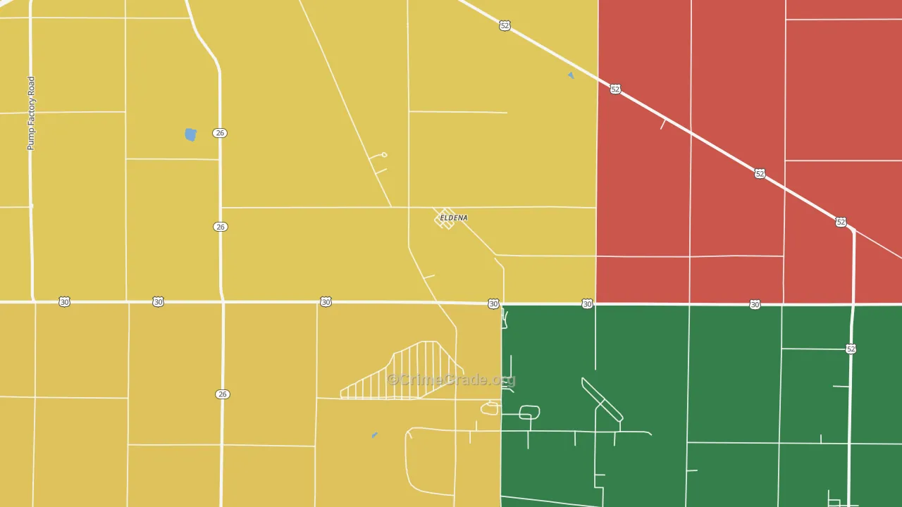 Eldena, IL Map of Assault Rates