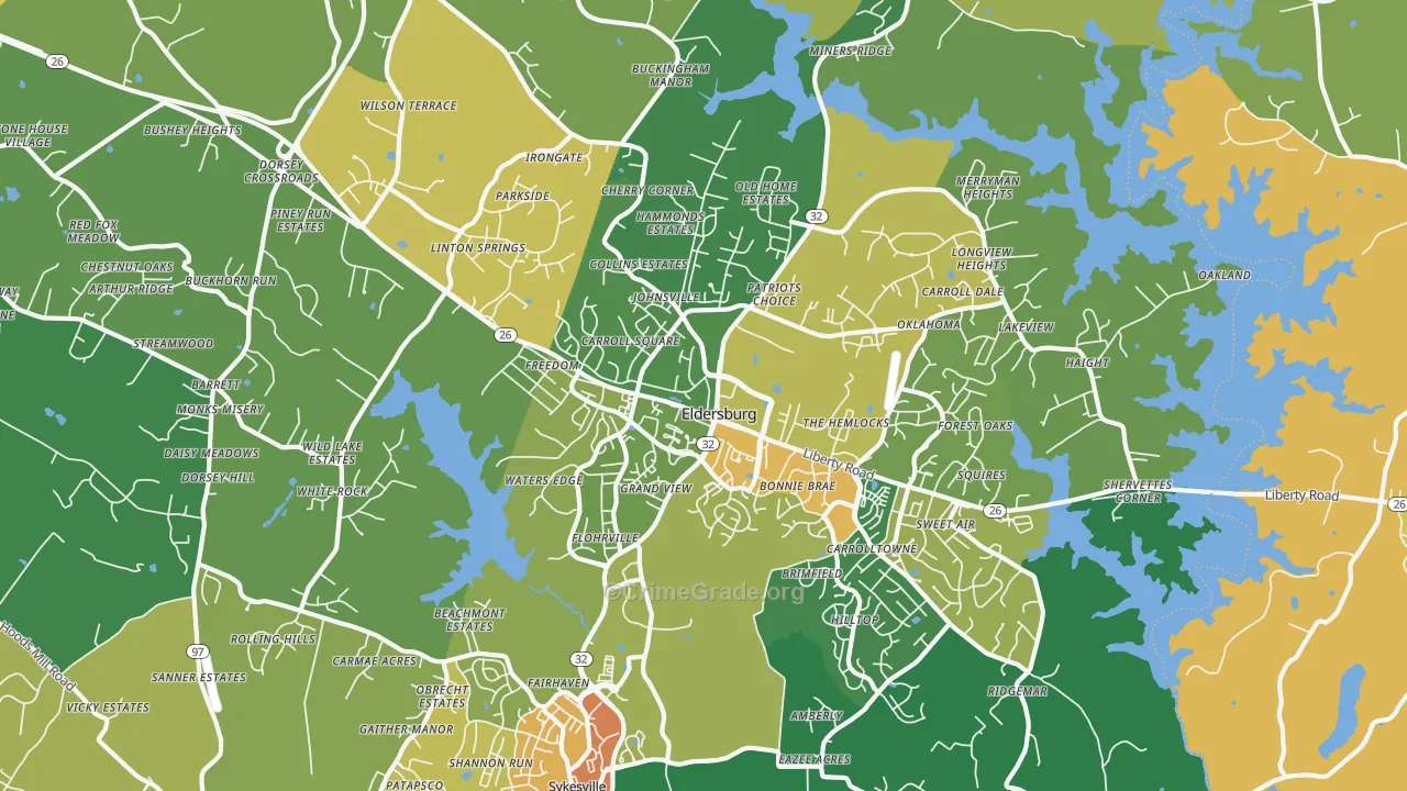 Eldersburg, MD Map of Assault Rates