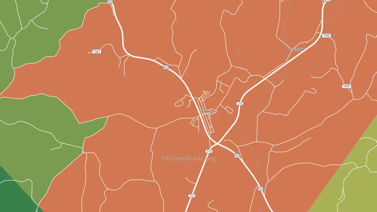 Elderton, PA Map of Assault Rates