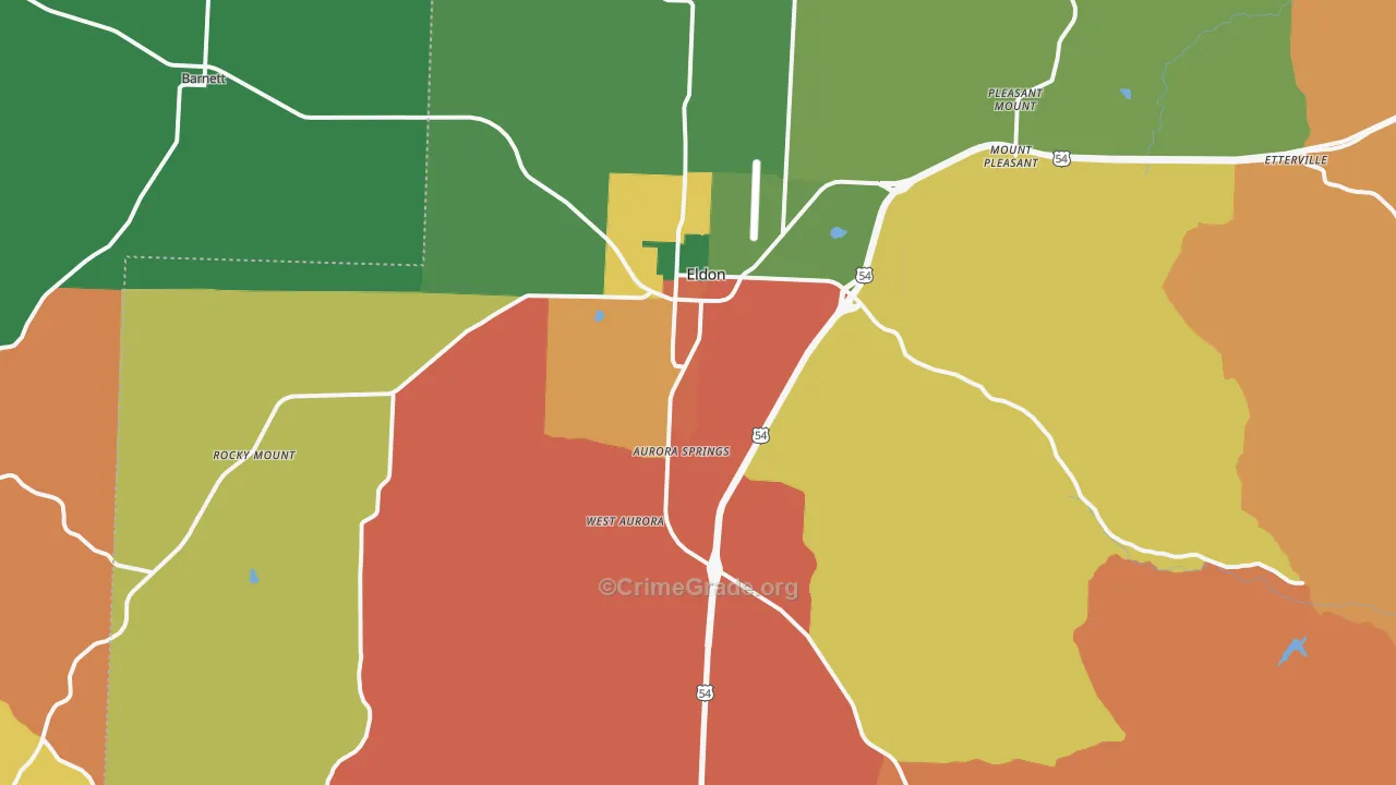 Eldon, MO Map of Assault Rates