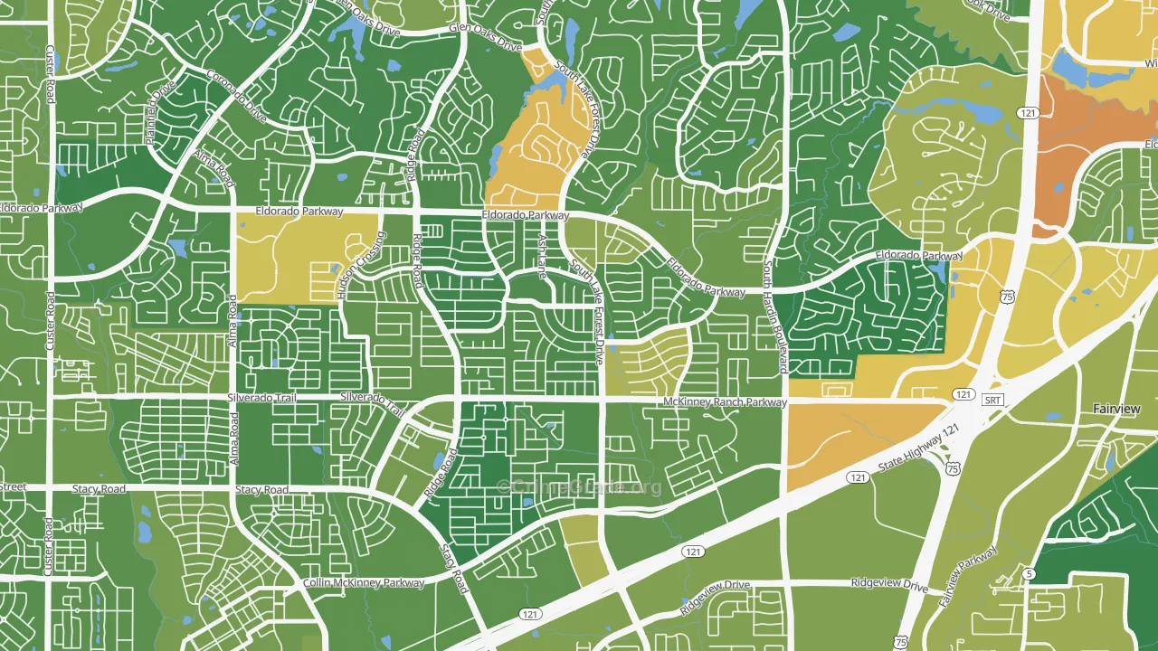 Eldorado Heights, McKinney, TX Map of Assault Rates