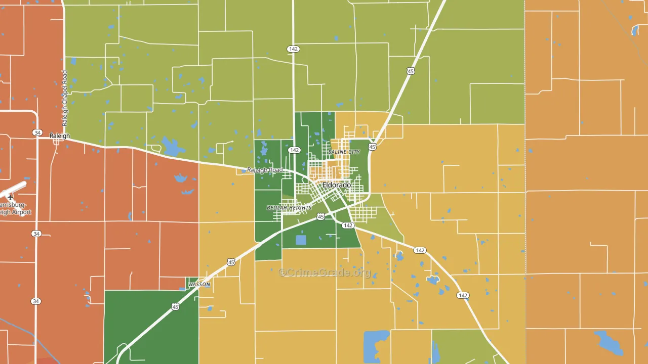 Eldorado, IL Map of Assault Rates