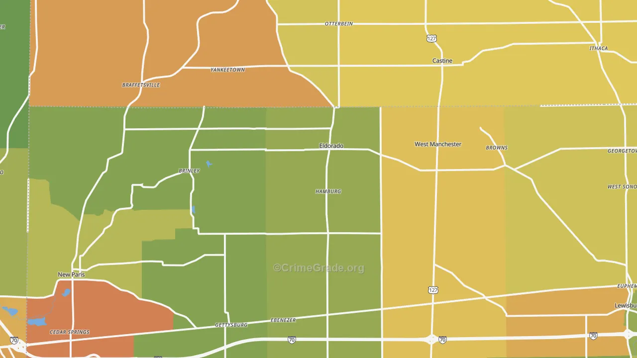 Eldorado, OH Map of Assault Rates