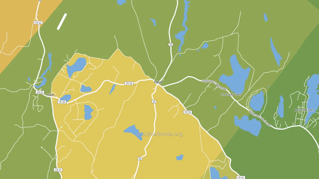 Eldred, NY Map of Assault Rates