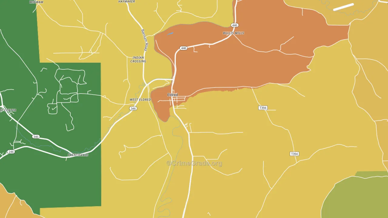 Eldred, PA Map of Assault Rates