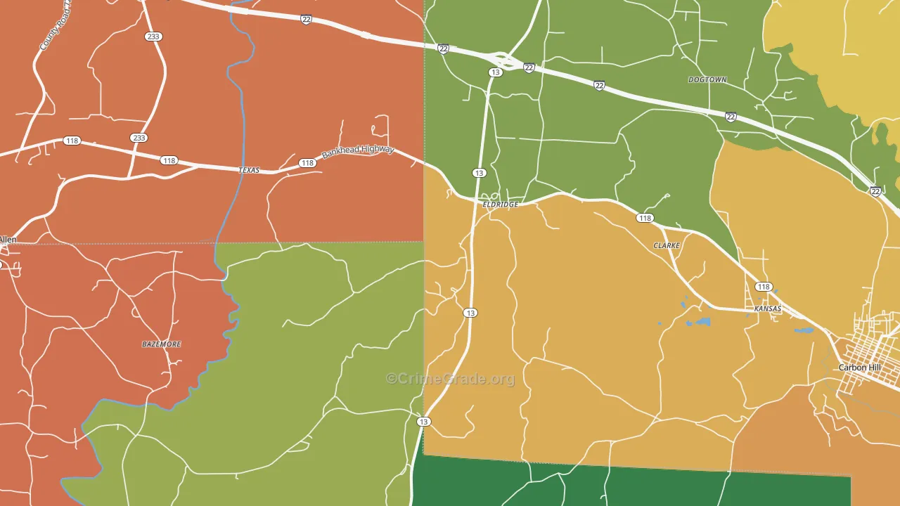 Eldridge, AL Map of Assault Rates