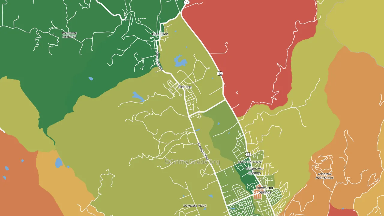 Eldridge, CA Map of Assault Rates