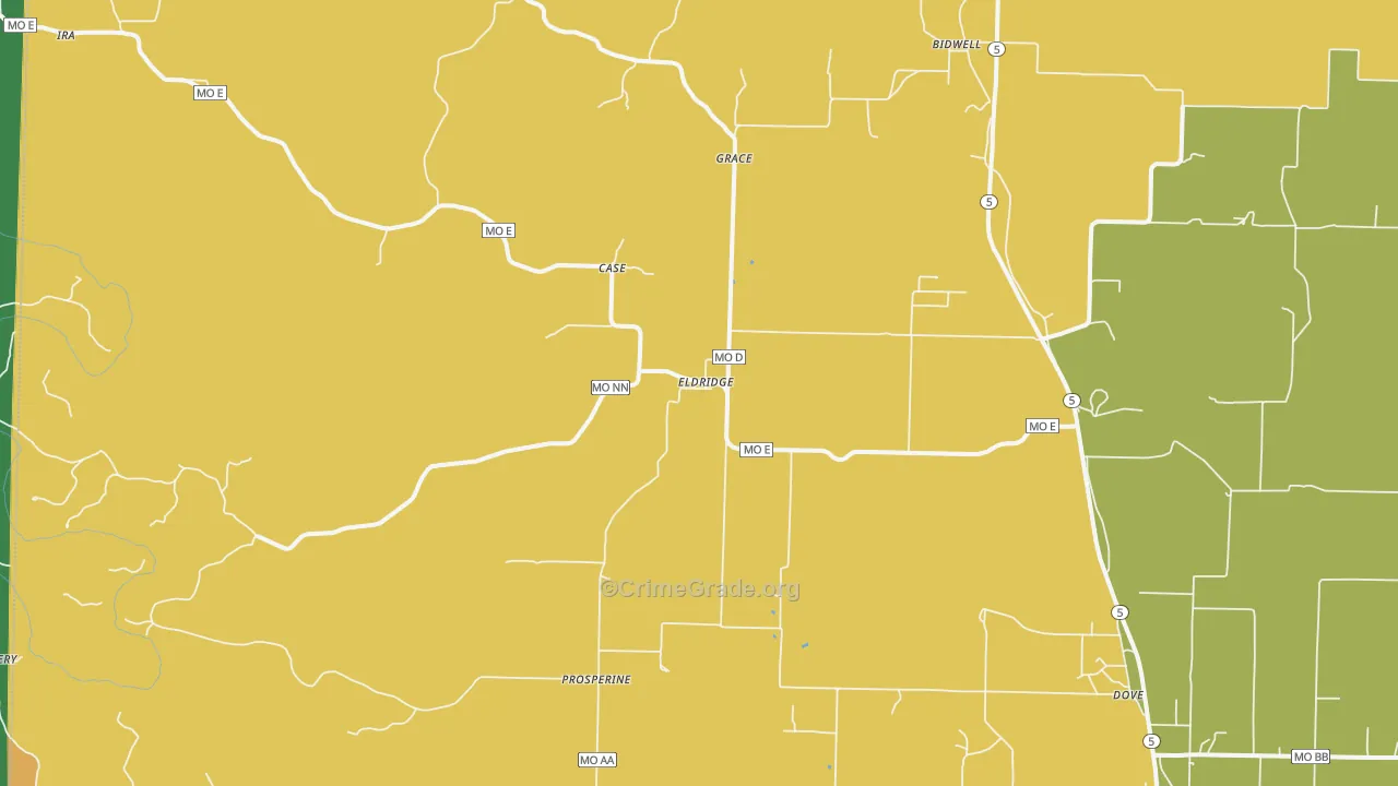 Eldridge, MO Map of Assault Rates