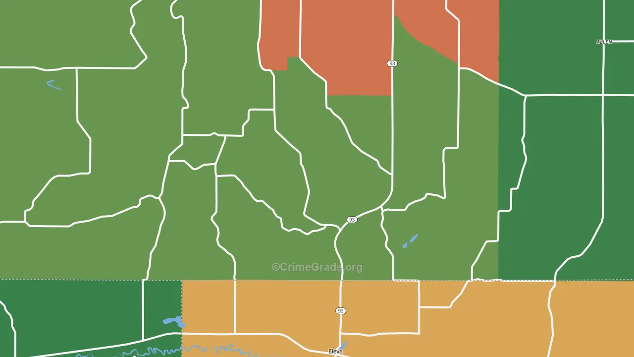 Eleva, WI Map of Assault Rates