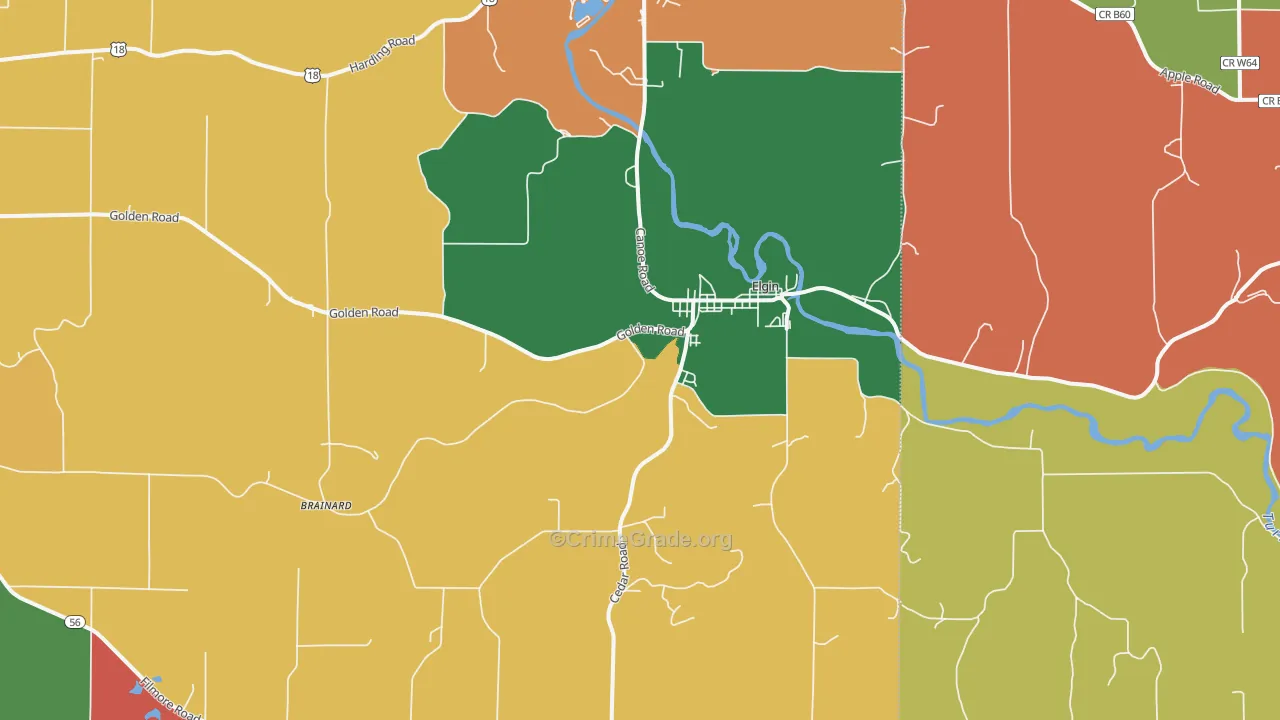 Elgin, IA Map of Assault Rates