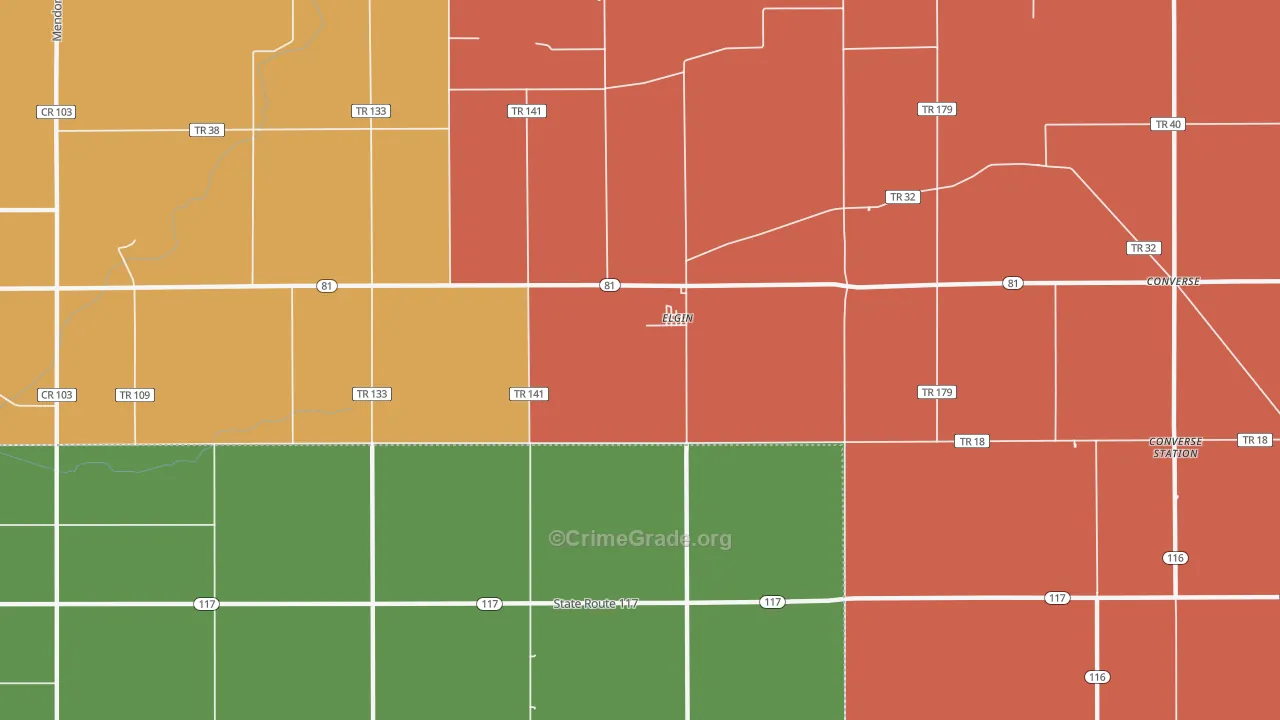 Elgin, OH Map of Assault Rates
