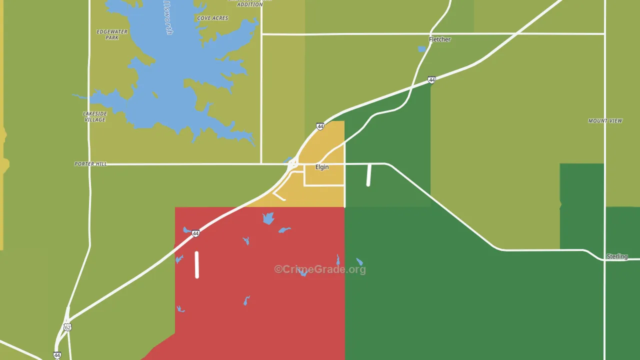Elgin, OK Map of Assault Rates