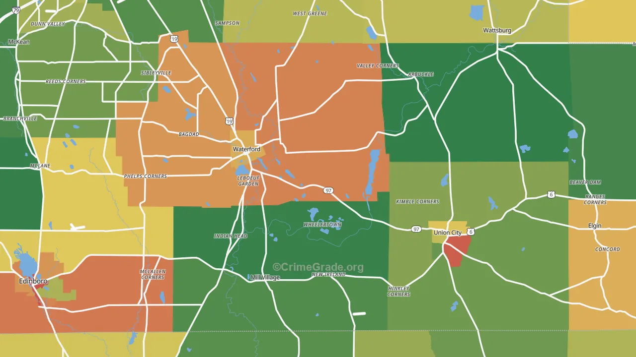 Elgin, PA Map of Assault Rates