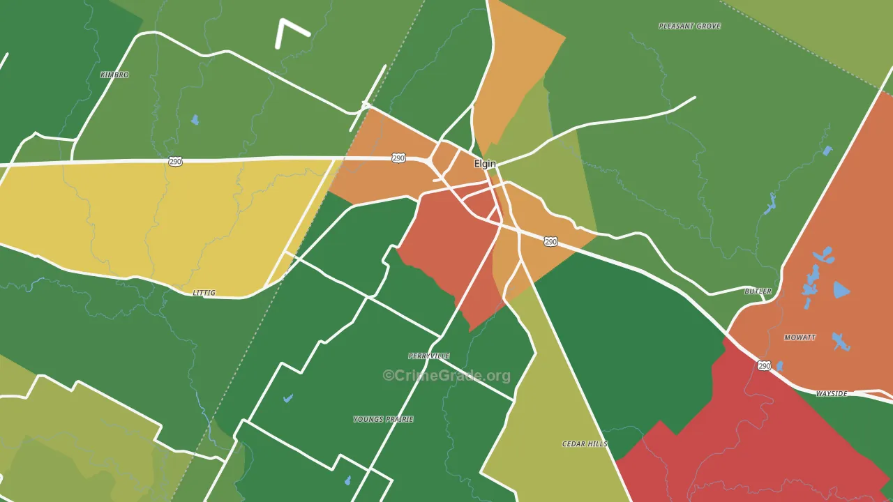 Elgin, TX Map of Assault Rates