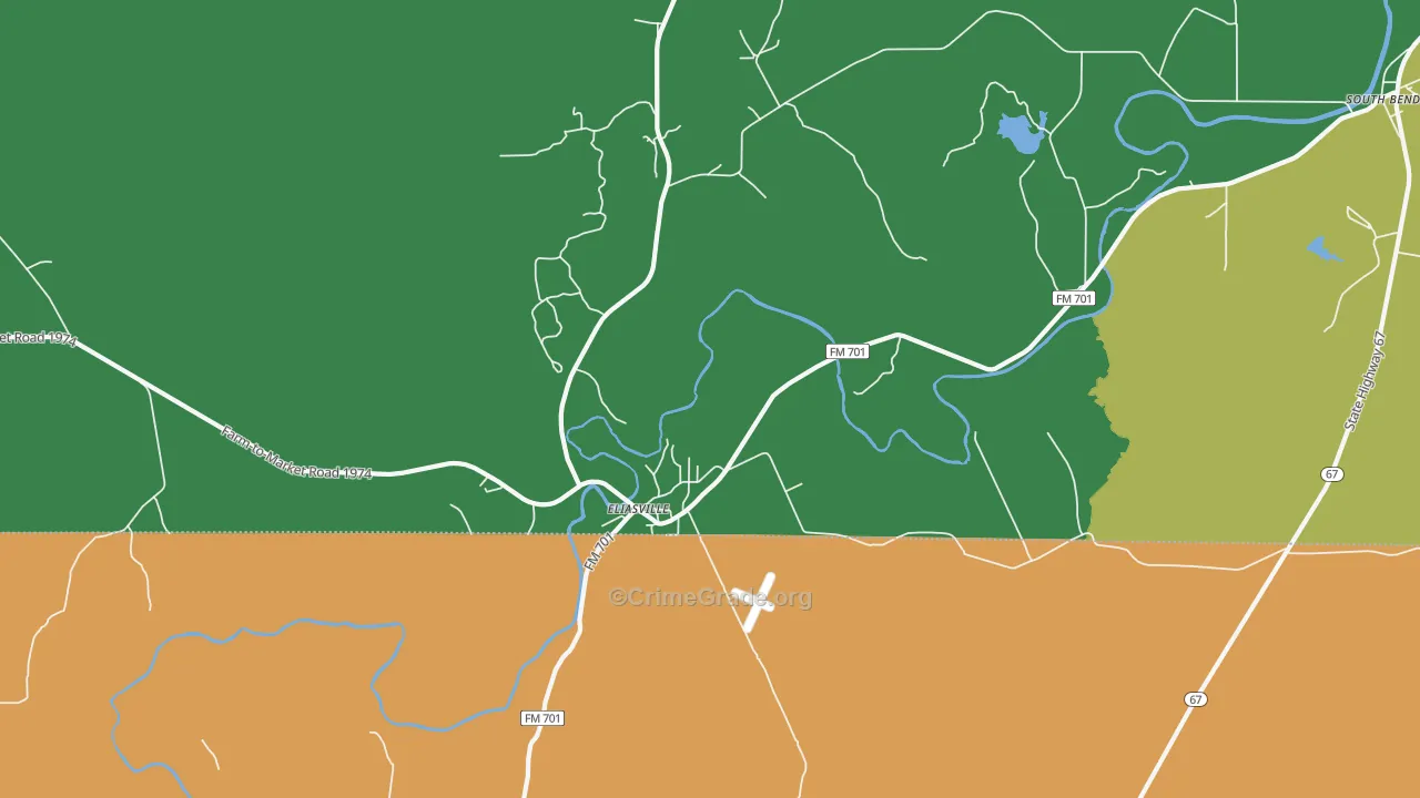 Eliasville, TX Map of Assault Rates