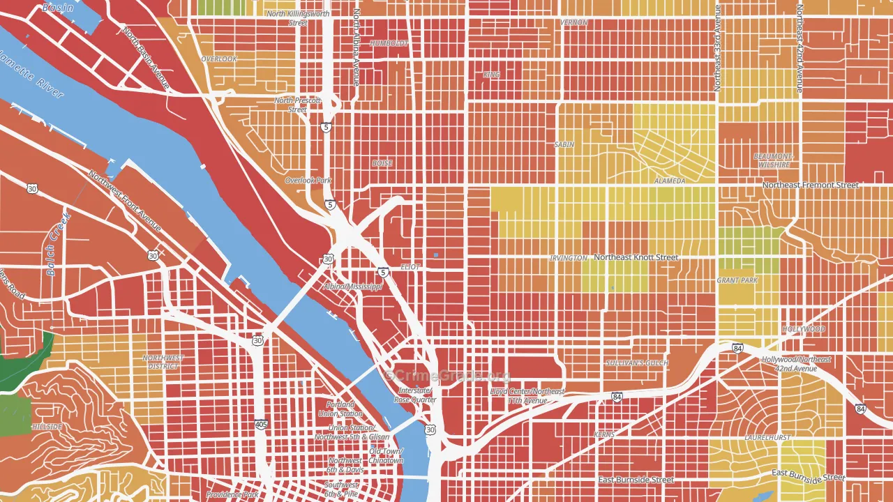 Eliot, Portland, OR Map of Assault Rates