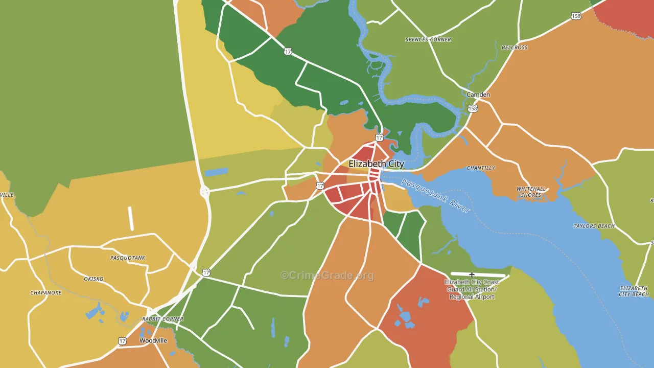 Elizabeth City, NC Map of Assault Rates