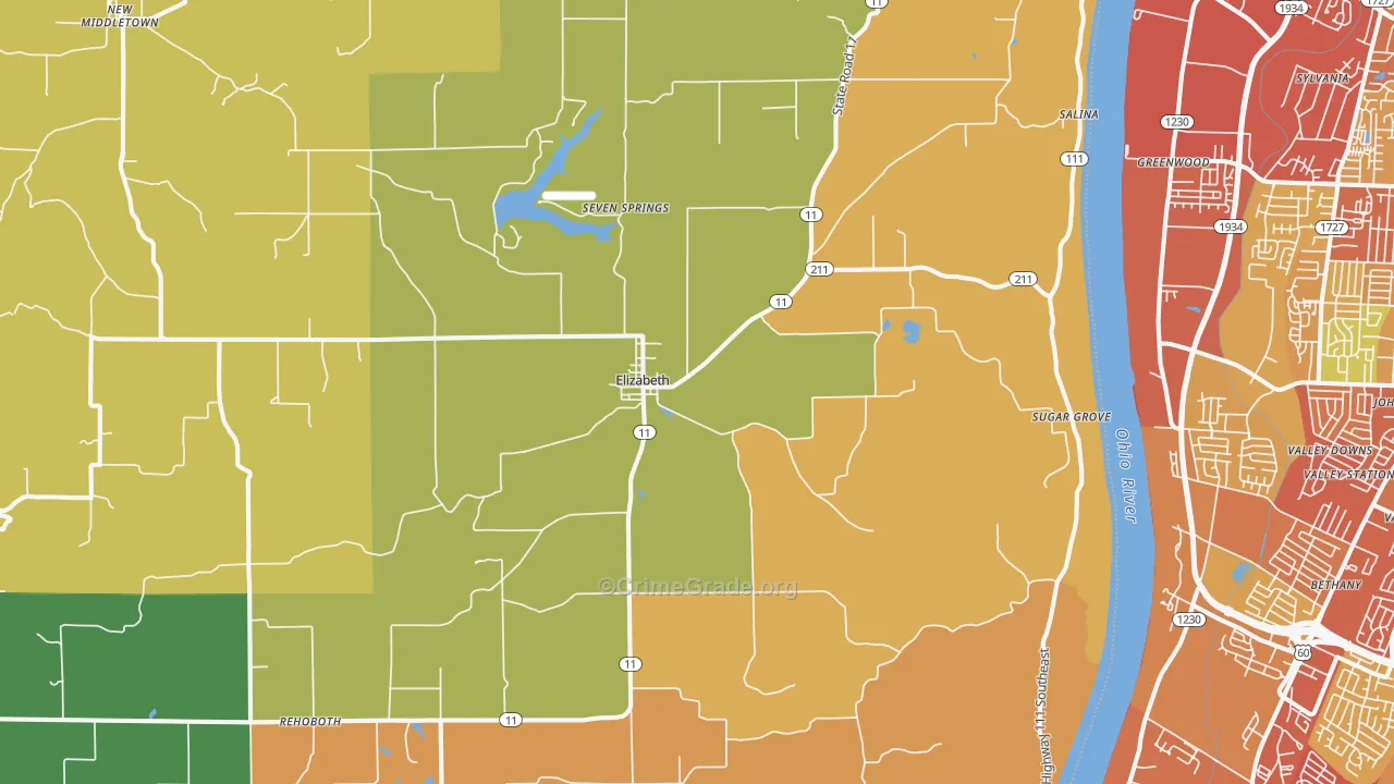 Elizabeth, IN Map of Assault Rates