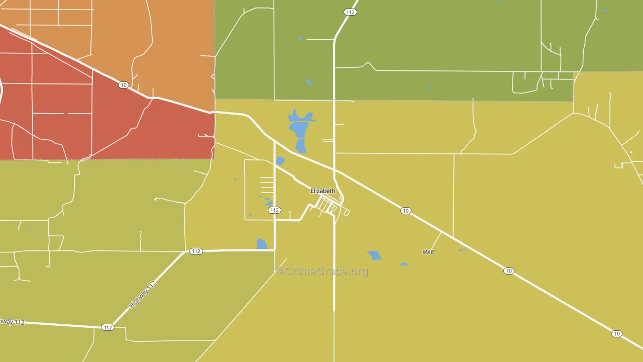 Elizabeth, LA Map of Assault Rates