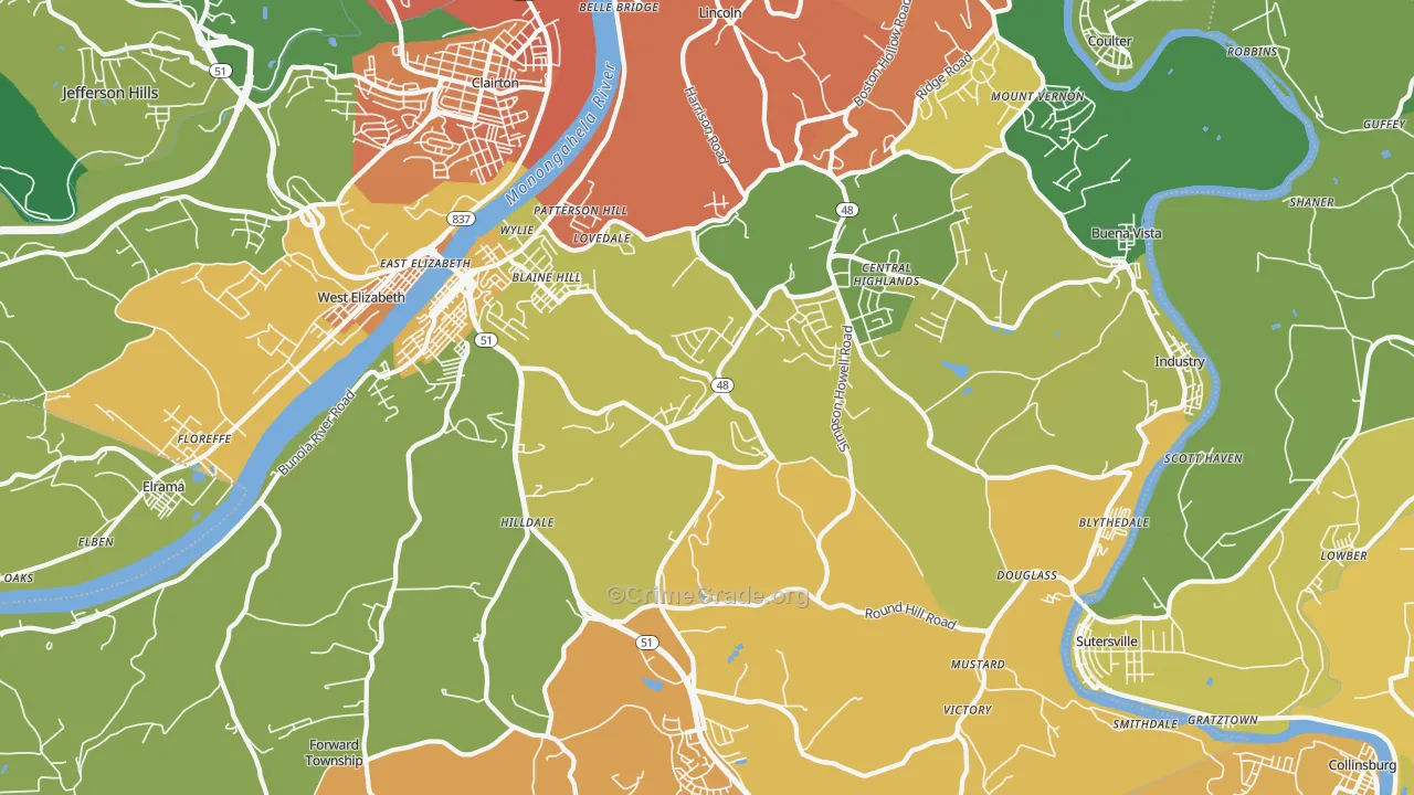 Elizabeth, PA Map of Assault Rates
