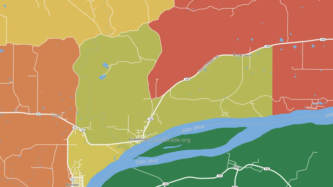 Elizabethtown, IL Map of Assault Rates