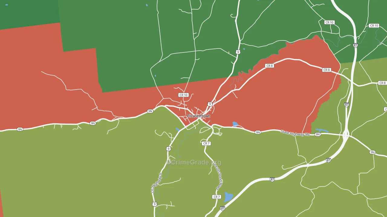 Elizabethtown, NY Map of Assault Rates