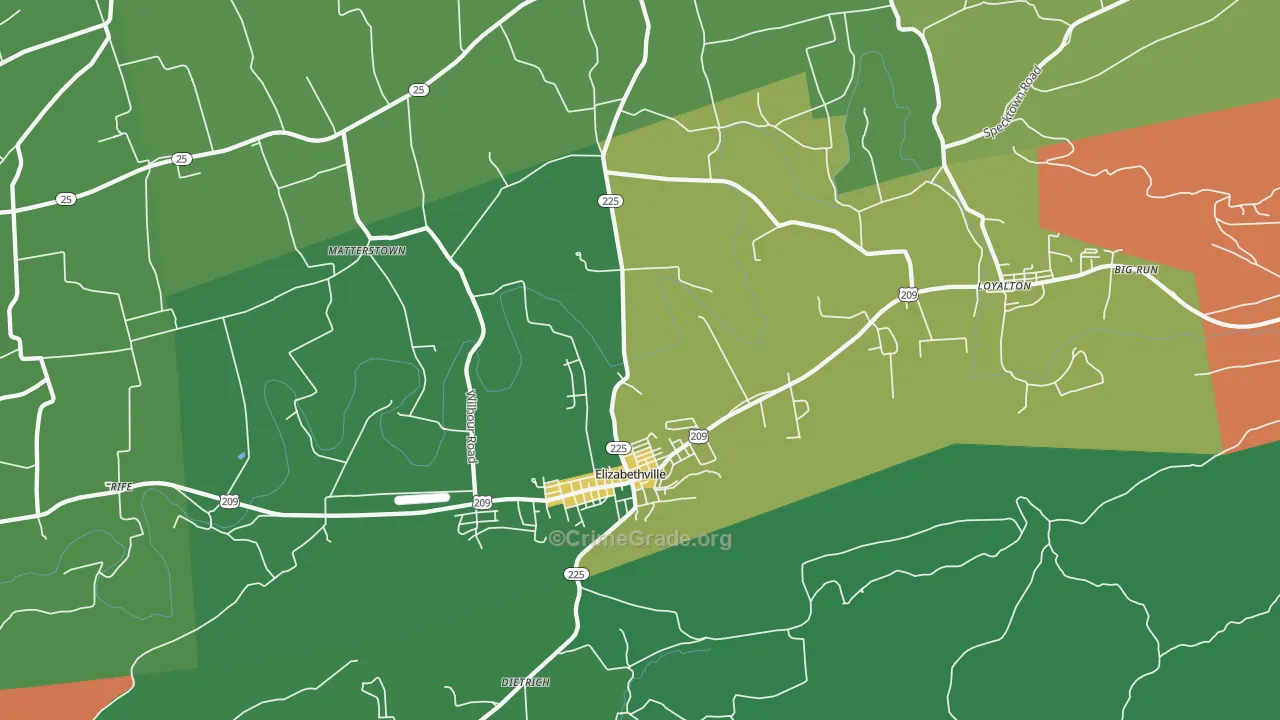 Elizabethville, PA Map of Assault Rates