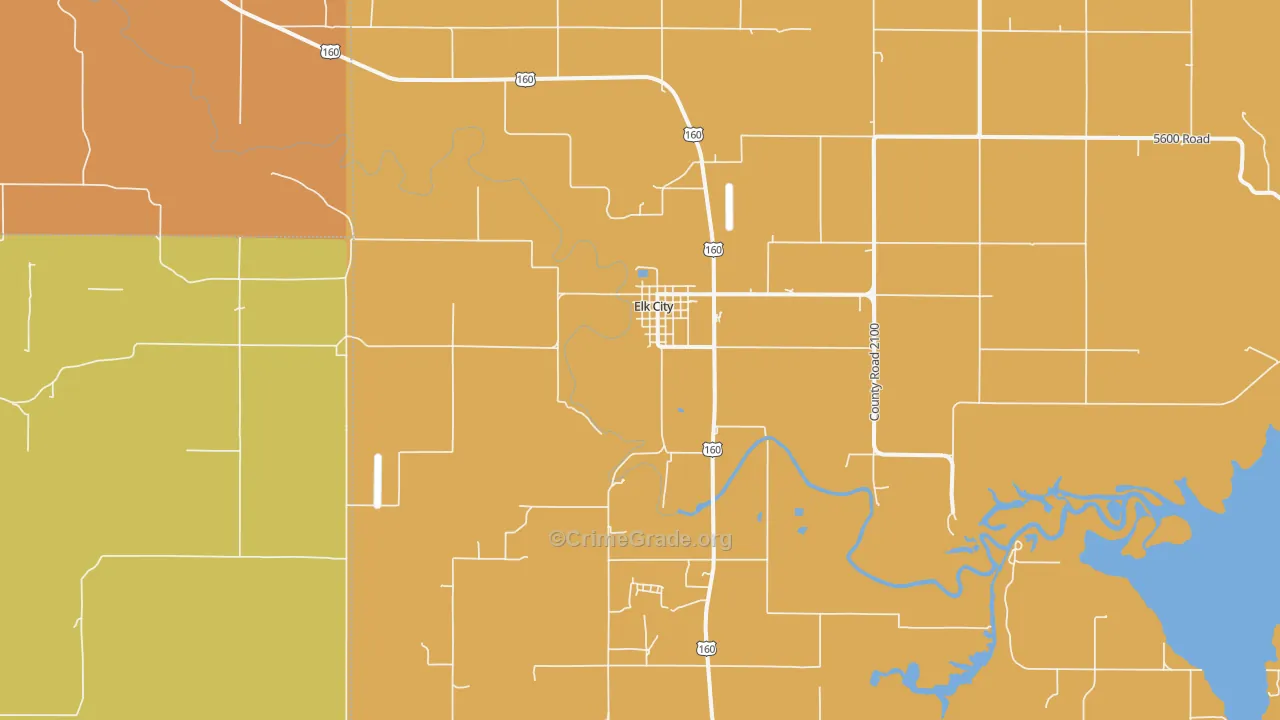 Elk City, KS Map of Assault Rates