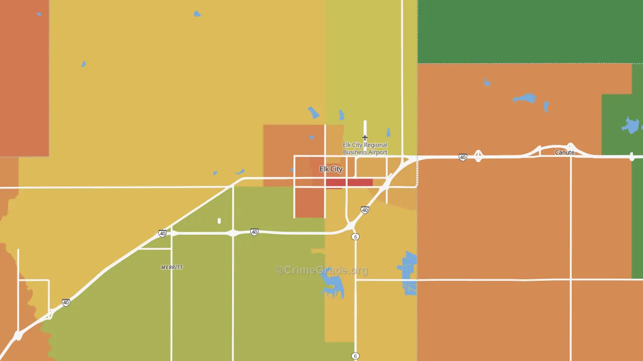 Elk City, OK Map of Assault Rates