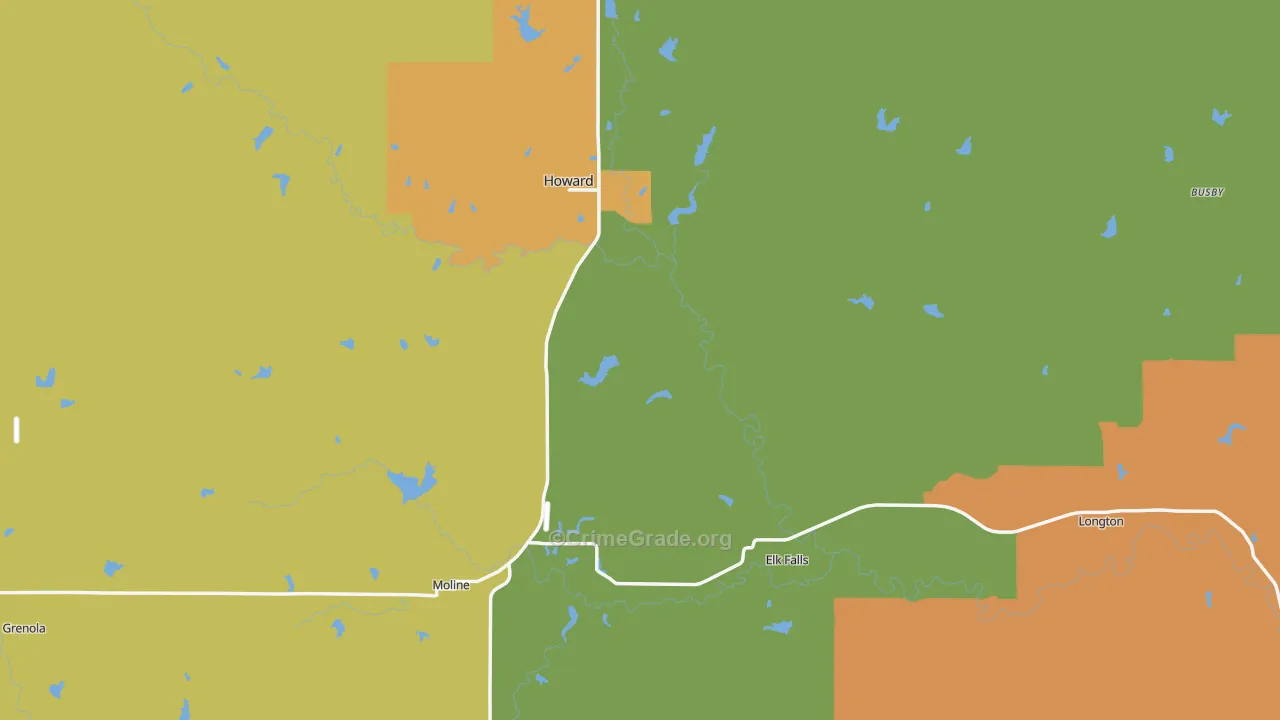 Elk County, KS Map of Assault Rates