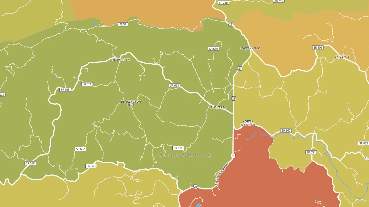 Elk Creek, VA Map of Assault Rates