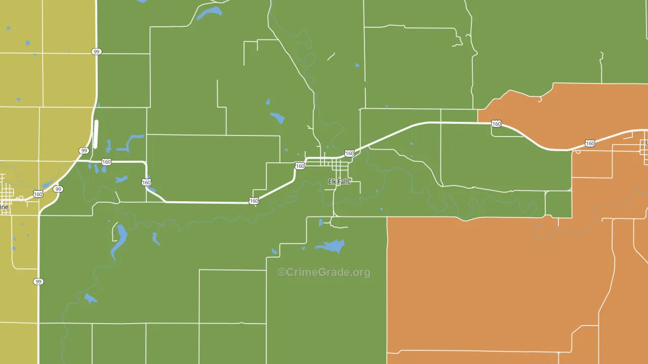 Elk Falls, KS Map of Assault Rates