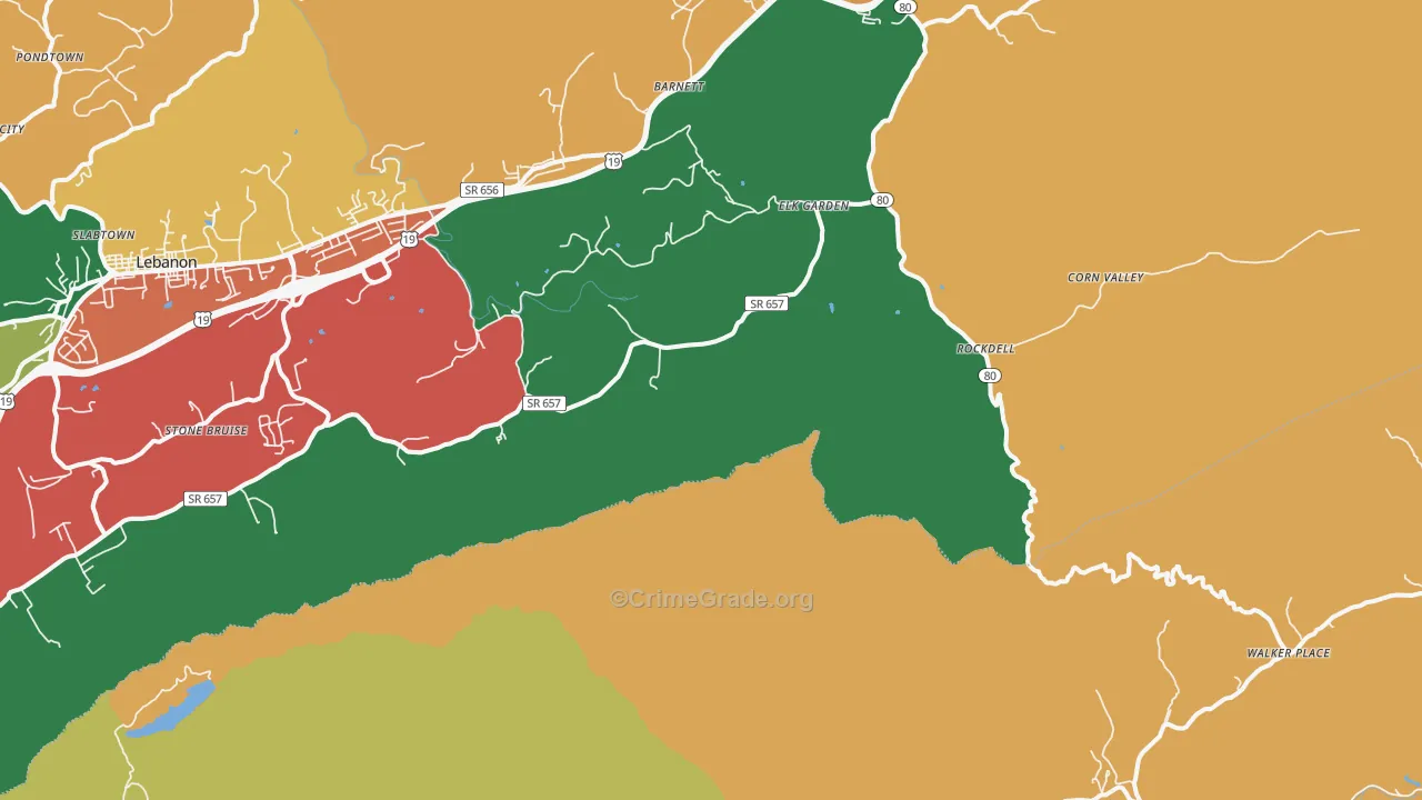 Elk Garden, VA Map of Assault Rates