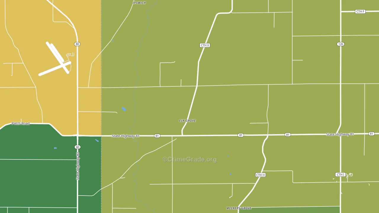Elk Grove, WI Map of Assault Rates