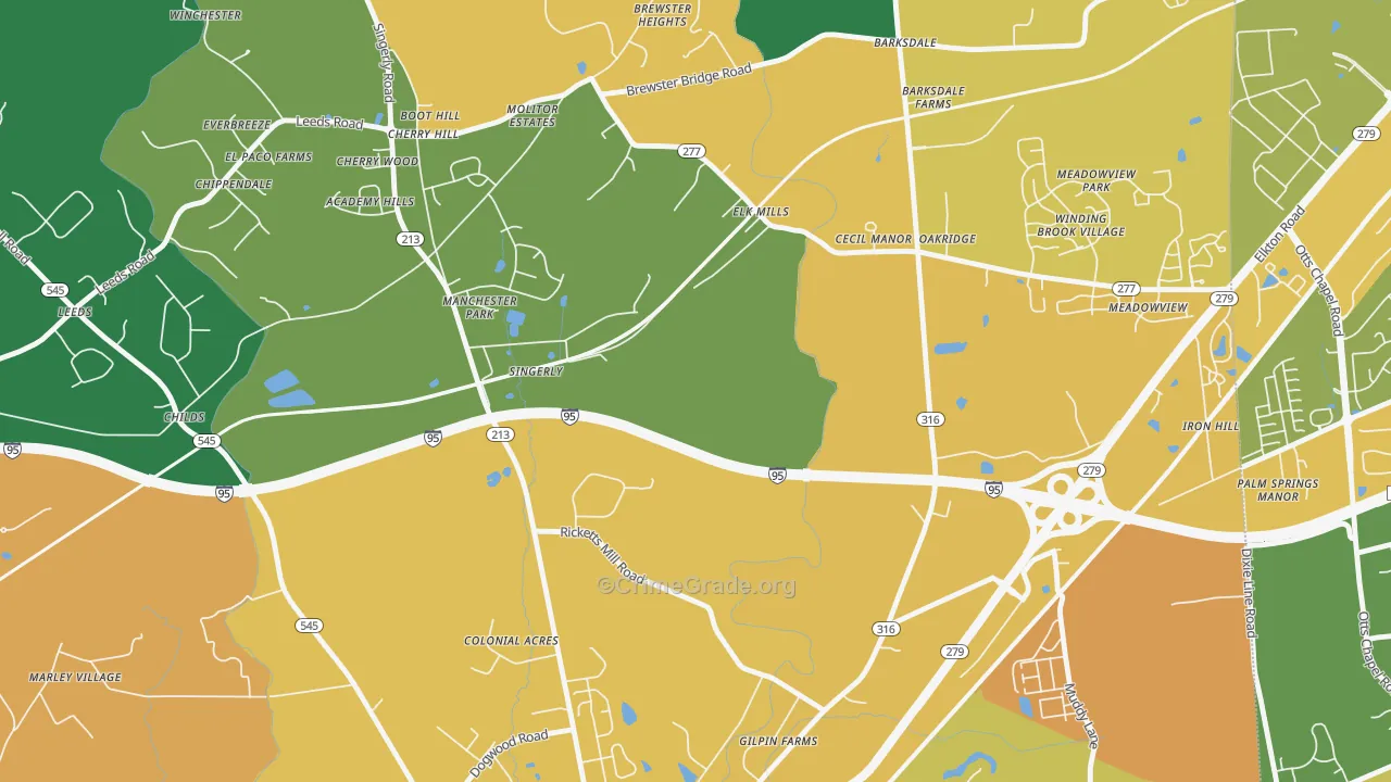 Elk Mills, MD Map of Assault Rates