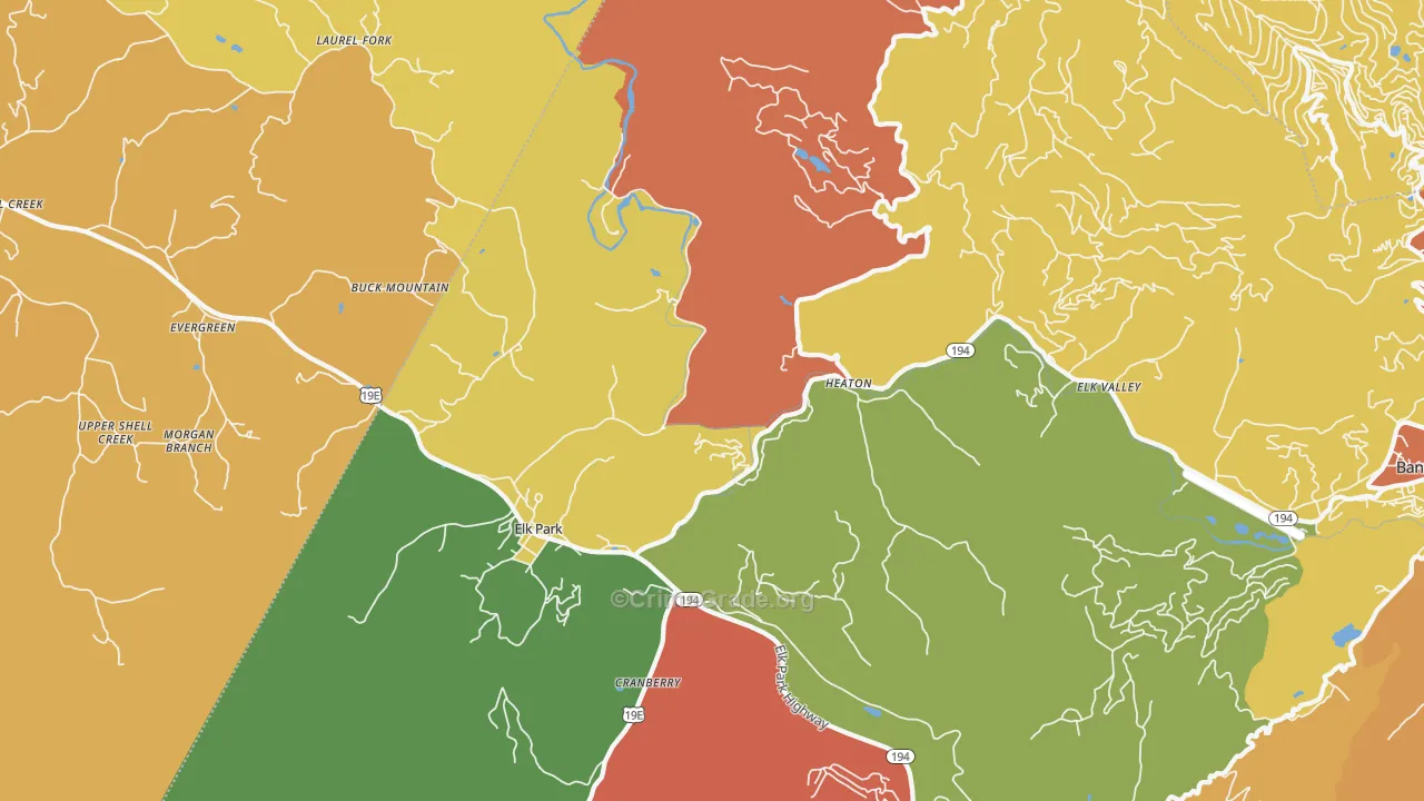 Elk Park, NC Map of Assault Rates