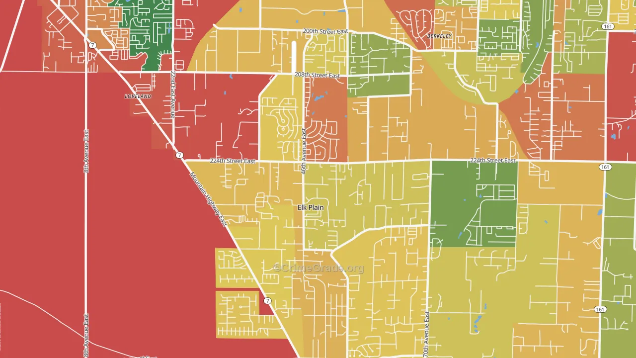 Elk Plain, Spanaway, WA Map of Assault Rates