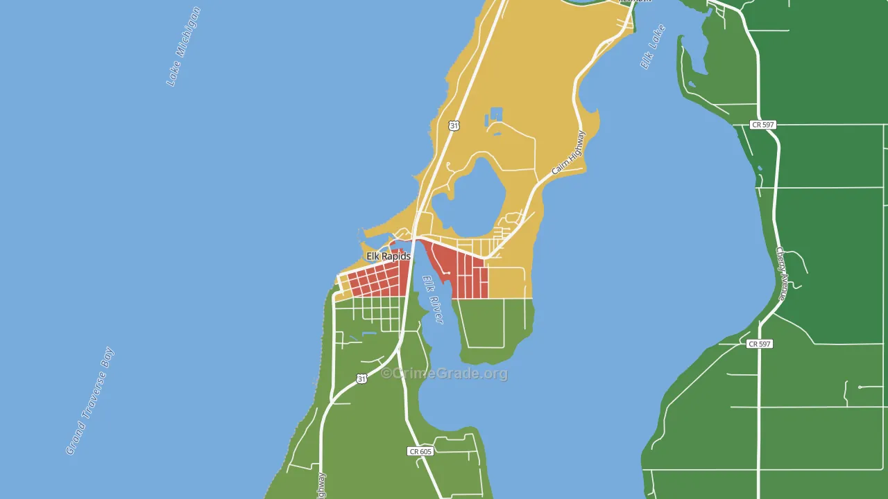 Elk Rapids, MI Map of Assault Rates