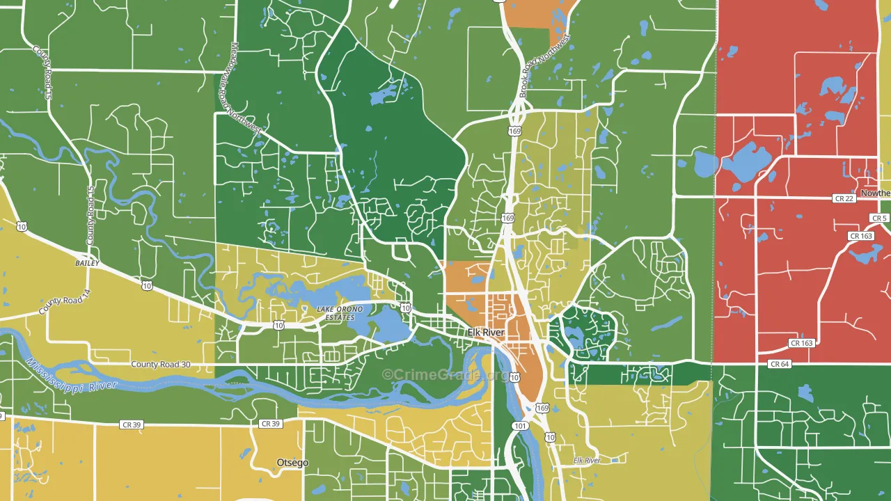 Elk River, MN Map of Assault Rates