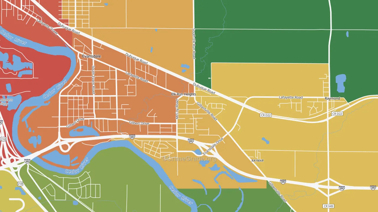 Elk Run Heights, IA Map of Assault Rates