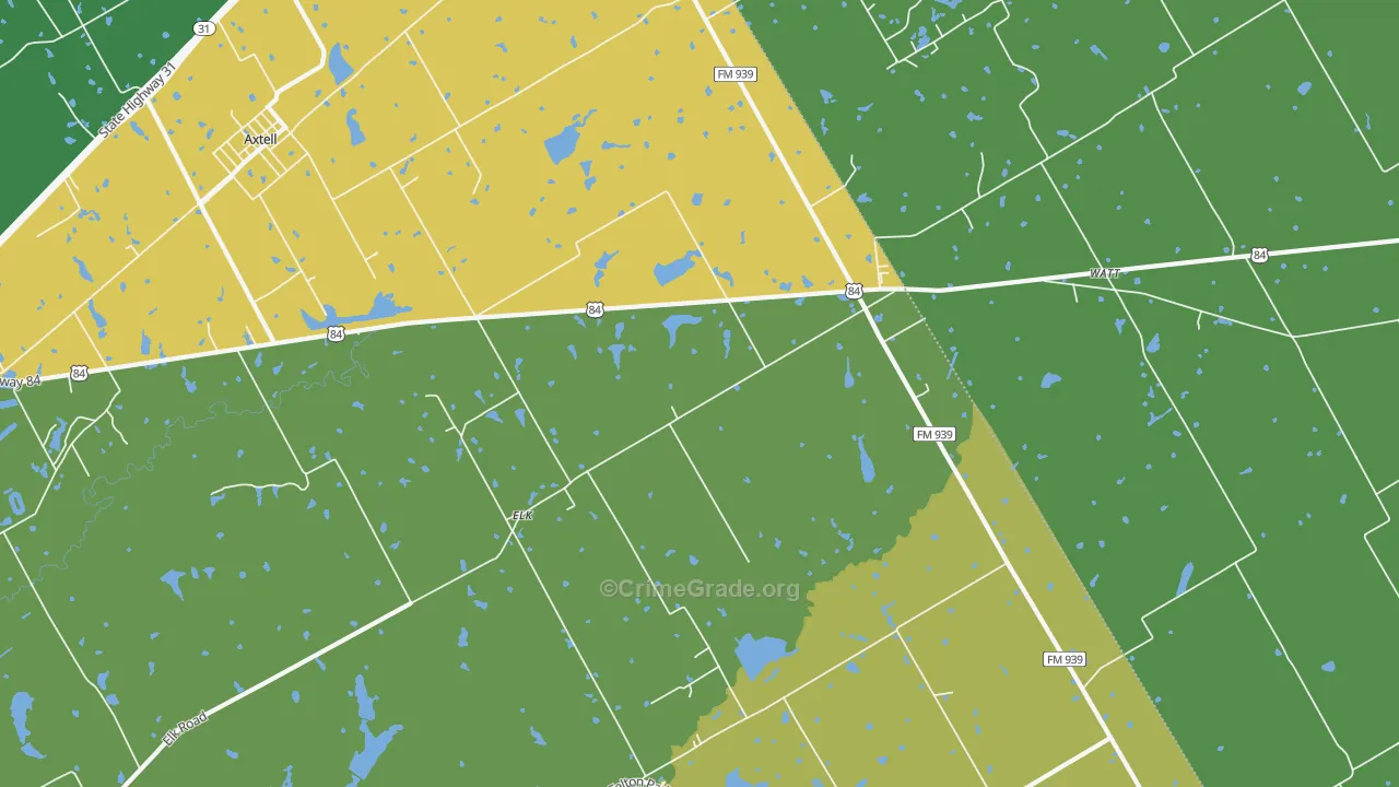 Elk, TX Map of Assault Rates