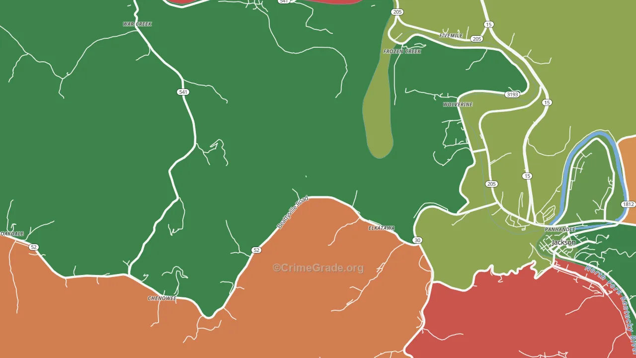 Elkatawa, KY Map of Assault Rates