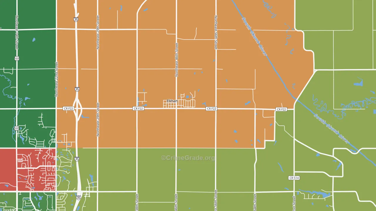 Elkhart, IA Map of Assault Rates