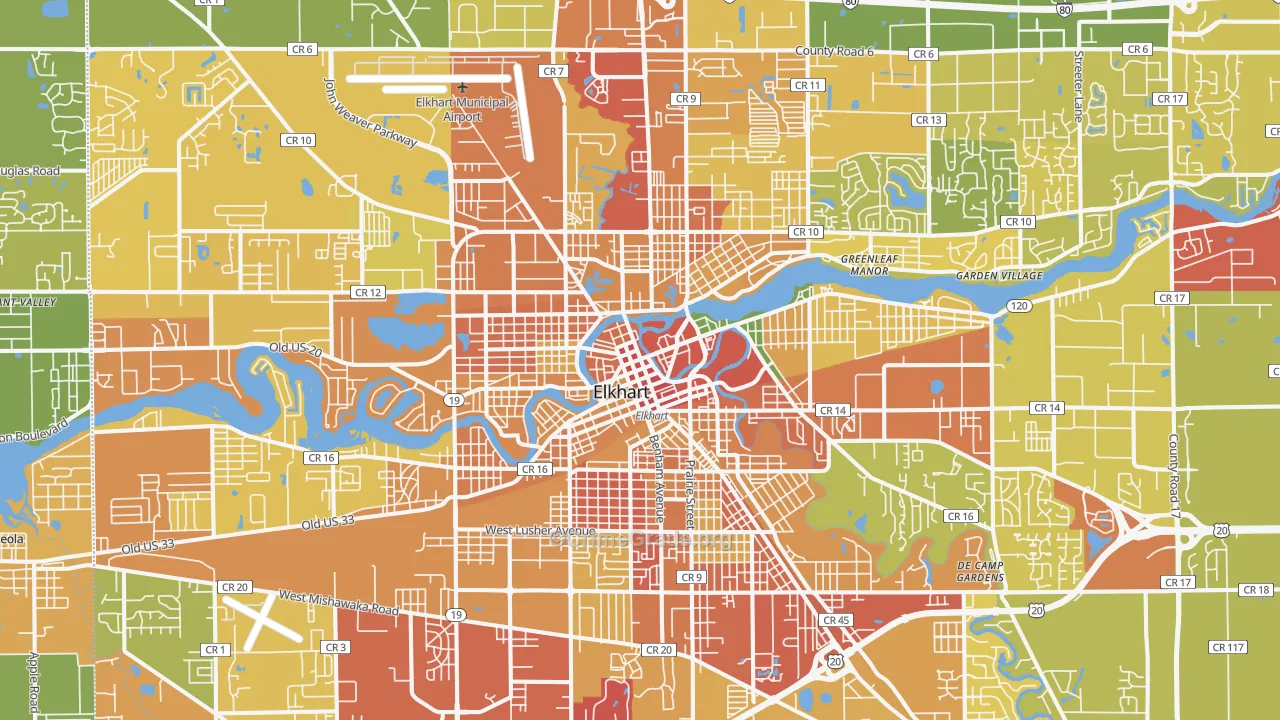Elkhart, IN Map of Assault Rates